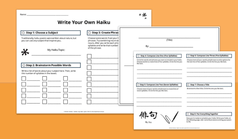 Free Printable Haiku Starter Worksheet for Poetry Lessons